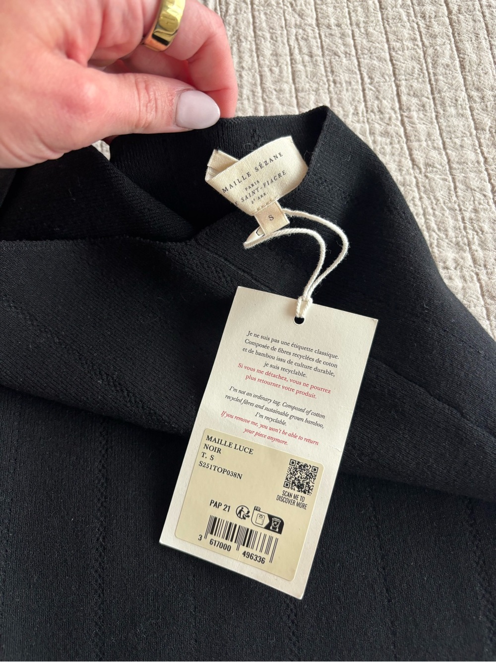 NWT Sézane Luce Top in Black Size S - Picture 5 of 6